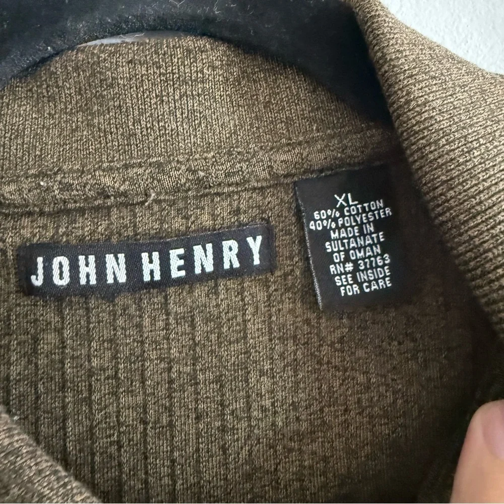 John Henry Ribbed Cotton Blend Long Sleeve Collared Shirt